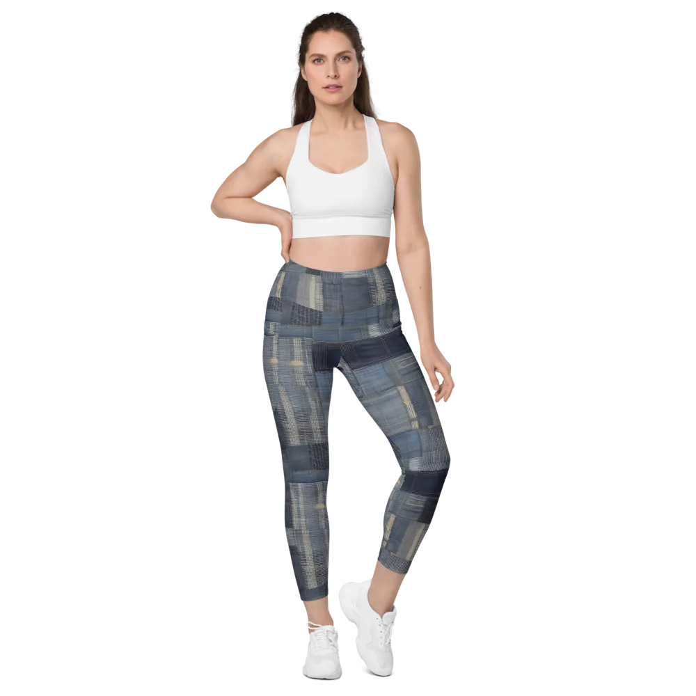 Blue Loom on Leggings with Pockets — Front