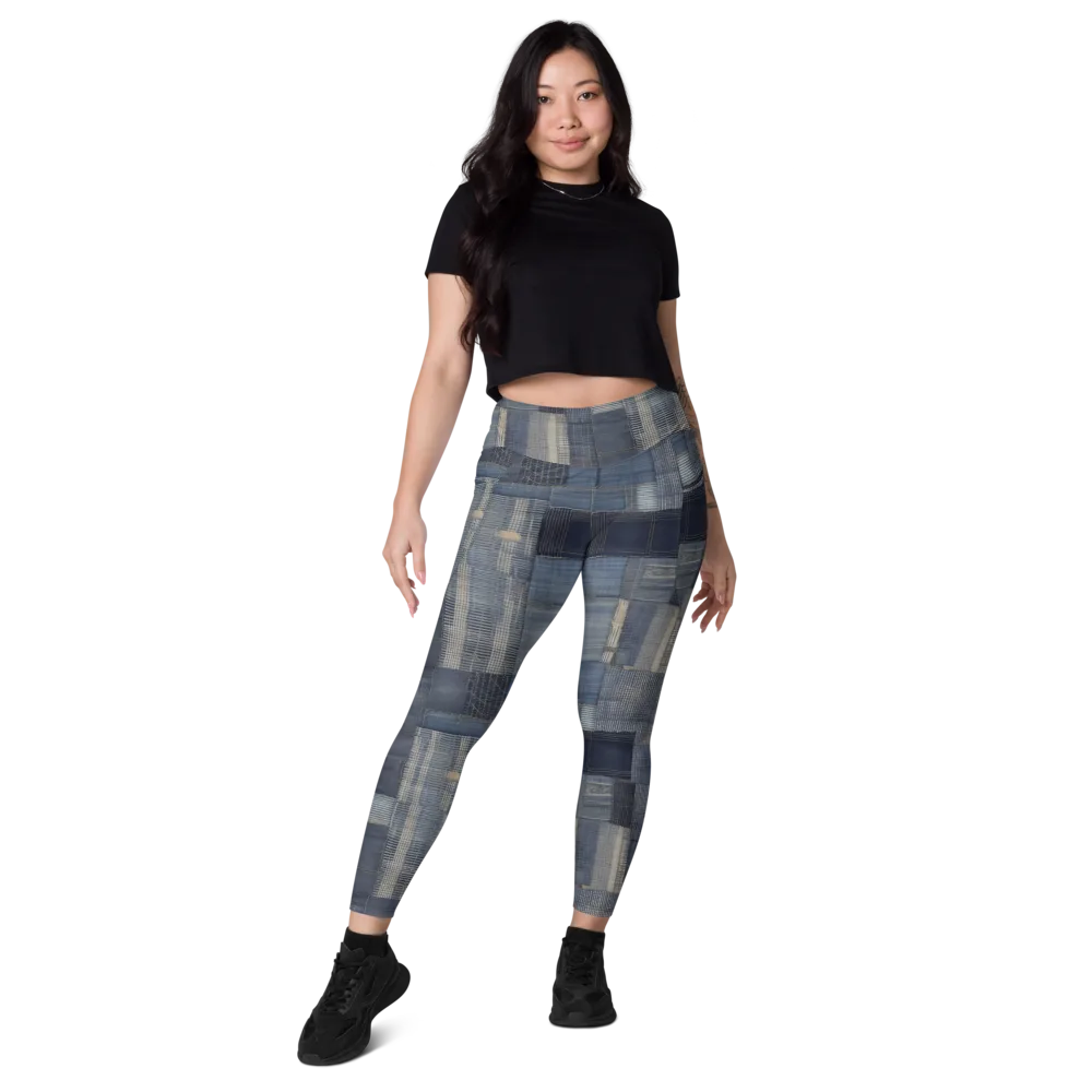 Blue Loom on Leggings with Pockets — Front