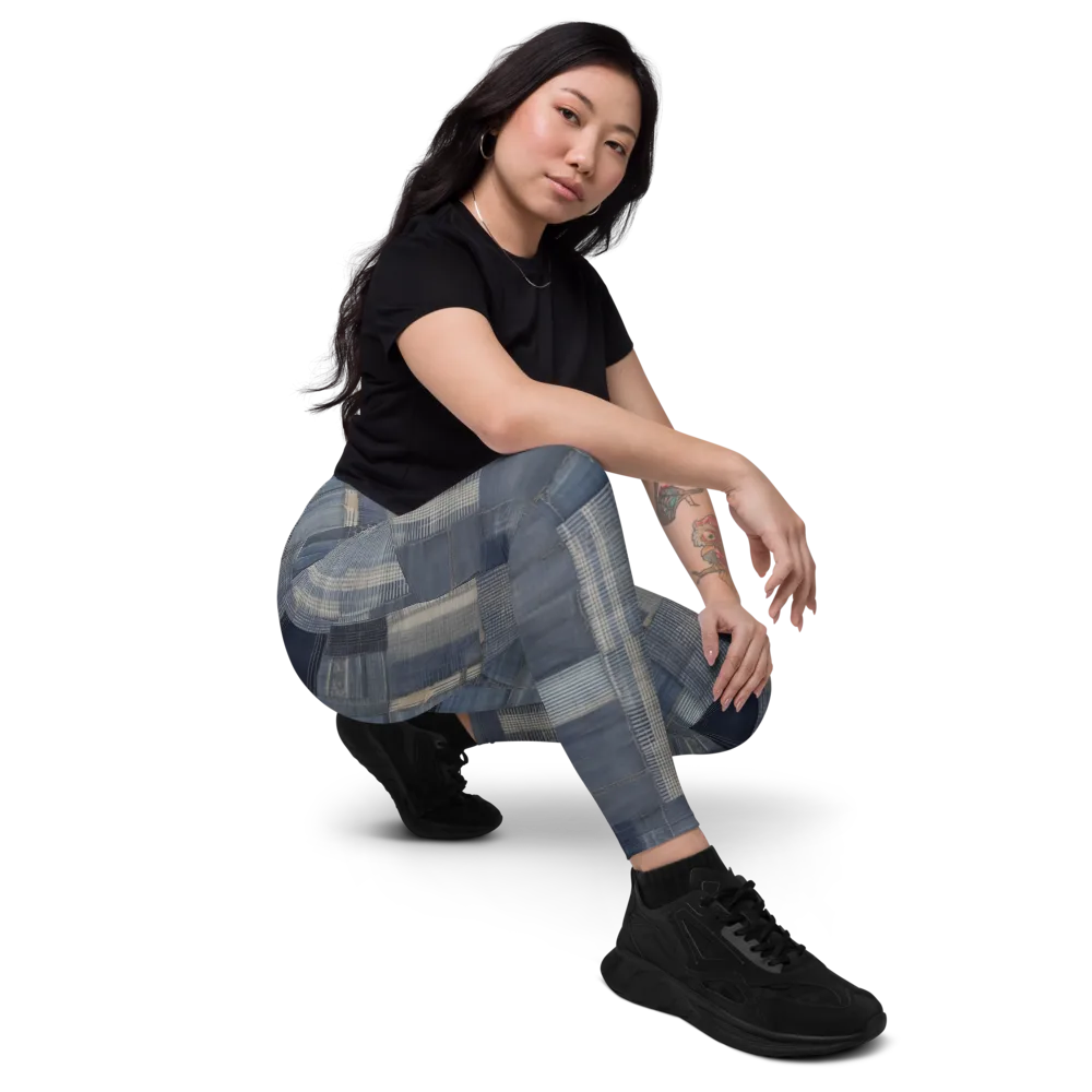 Blue Loom on Leggings with Pockets — Right Front