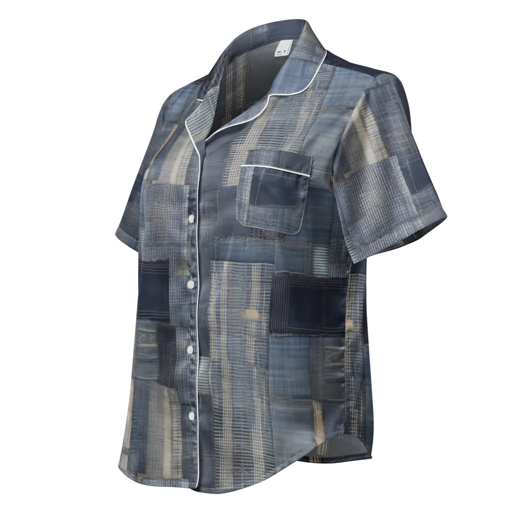 Blue Loom on Women's Short Sleeve Pajama Top — Left Front