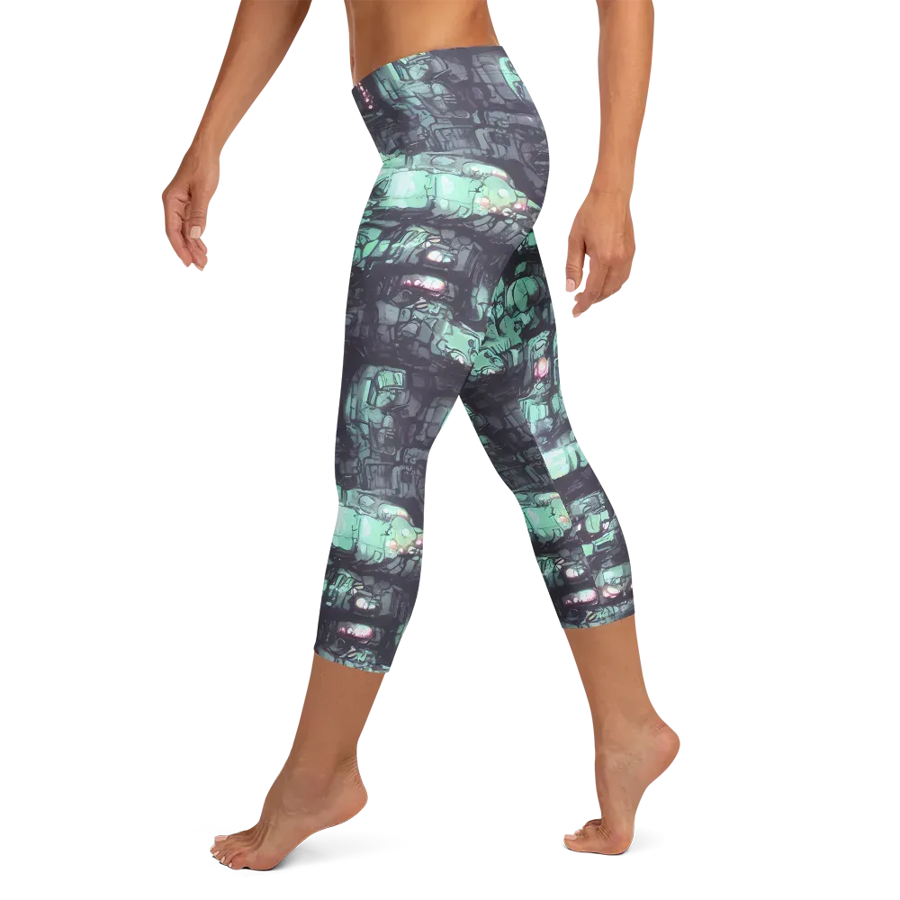 Neon Underworld on Capri Leggings — Left