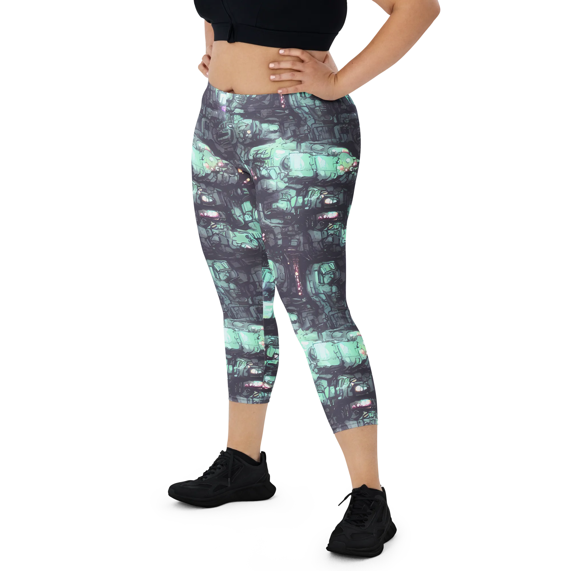 Neon Underworld on Capri Leggings — Front