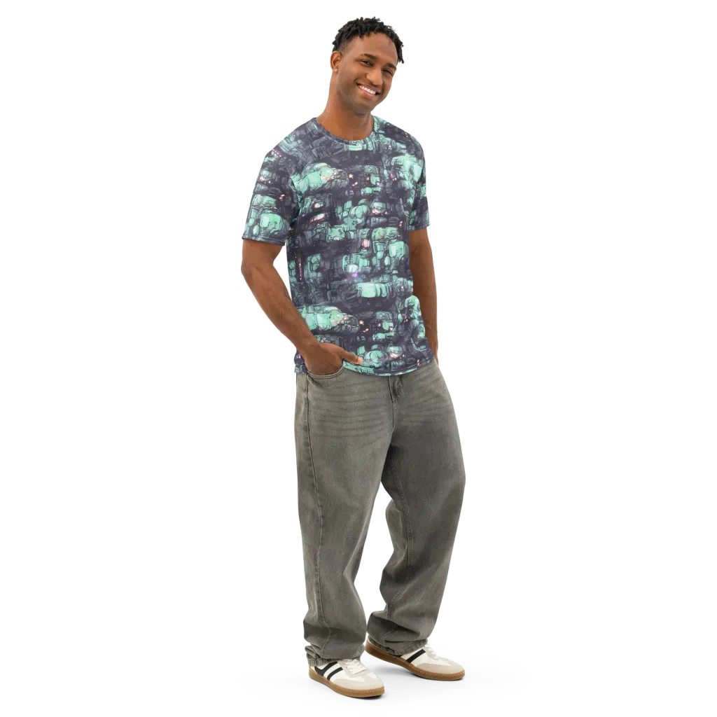 Neon Underworld on Men's Cotton Crew Neck T-Shirt — Right Front