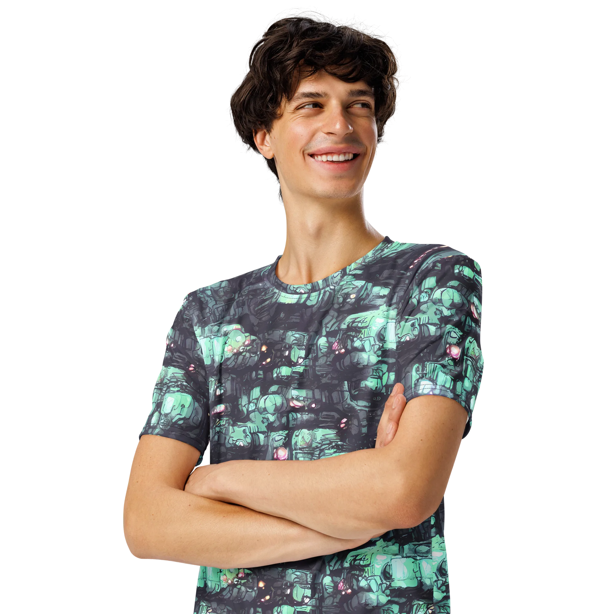 Neon Underworld on Men's Crew Neck T-Shirt — Left Front
