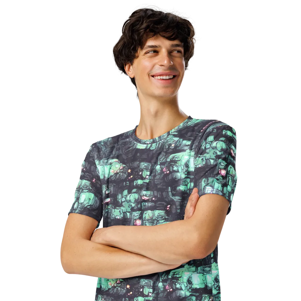 Neon Underworld on Men's Crew Neck T-Shirt — Left Front