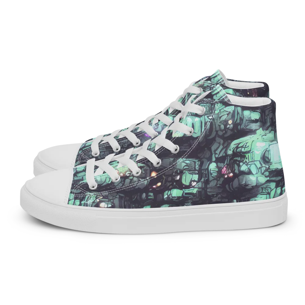 Neon Underworld on Men's High Top Canvas Shoes — Left