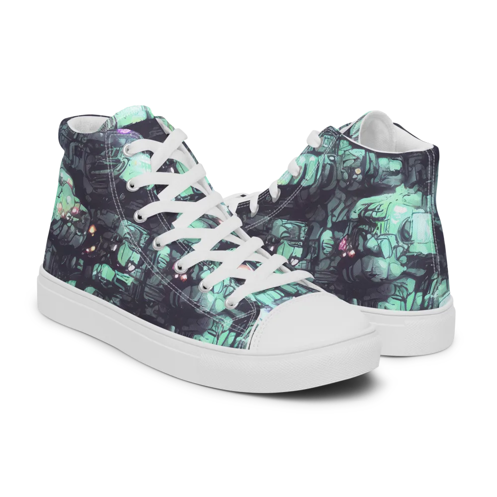 Neon Underworld on Men's High Top Canvas Shoes — Right