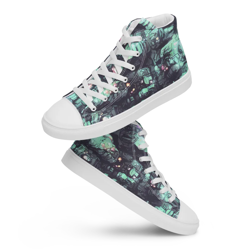 Neon Underworld on Men's High Top Canvas Shoes — Front