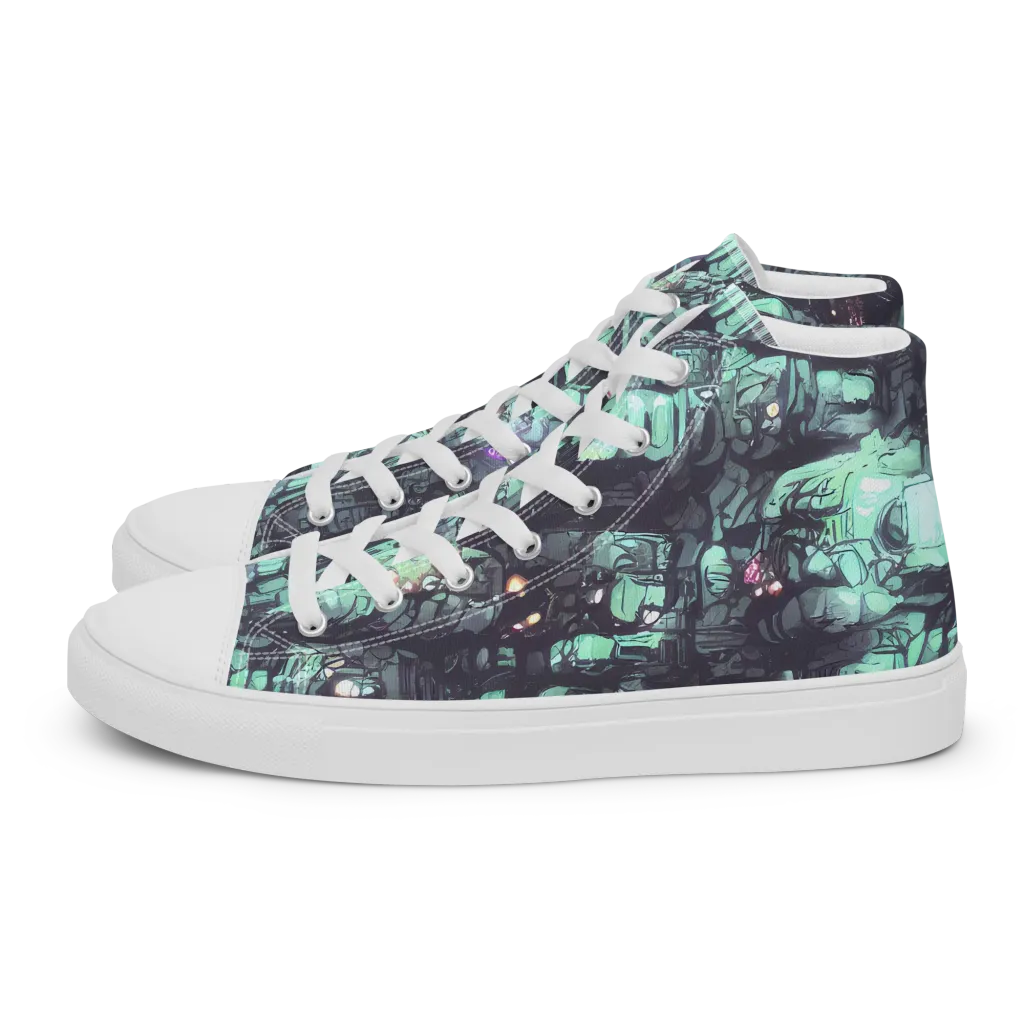 Neon Underworld on Women's High Top Canvas Shoes — Left