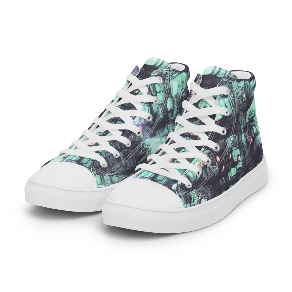 Neon Underworld on Women's High Top Canvas Shoes — Left Front