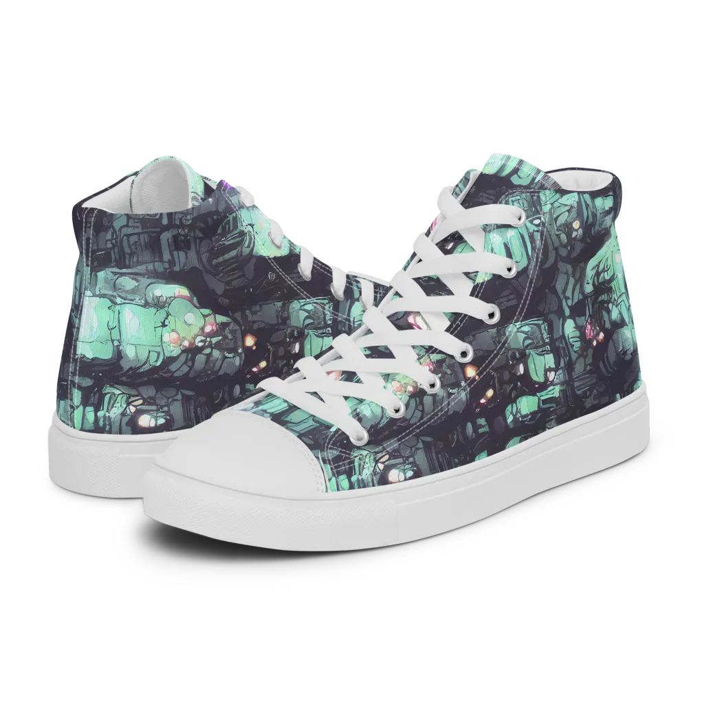 Neon Underworld on Women's High Top Canvas Shoes — Left