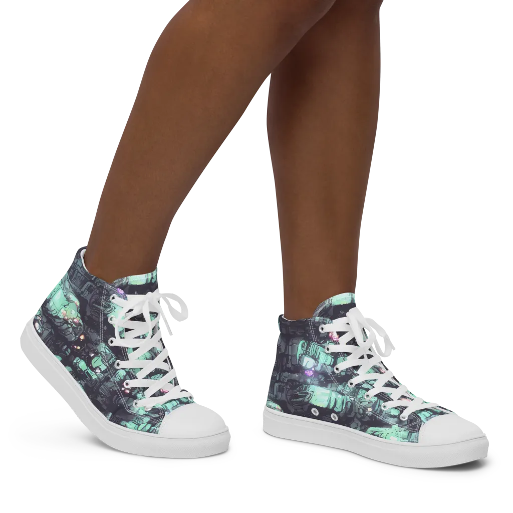 Neon Underworld on Women's High Top Canvas Shoes — Right