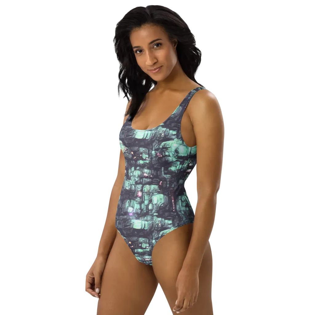 Neon Underworld on One-Piece Swimsuit — Left