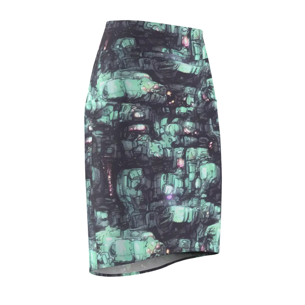 Neon Underworld on Pencil Skirt — Front Side