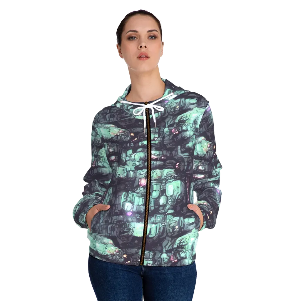 Neon Underworld on Women's Full-Zip Hoodie — Front On Person