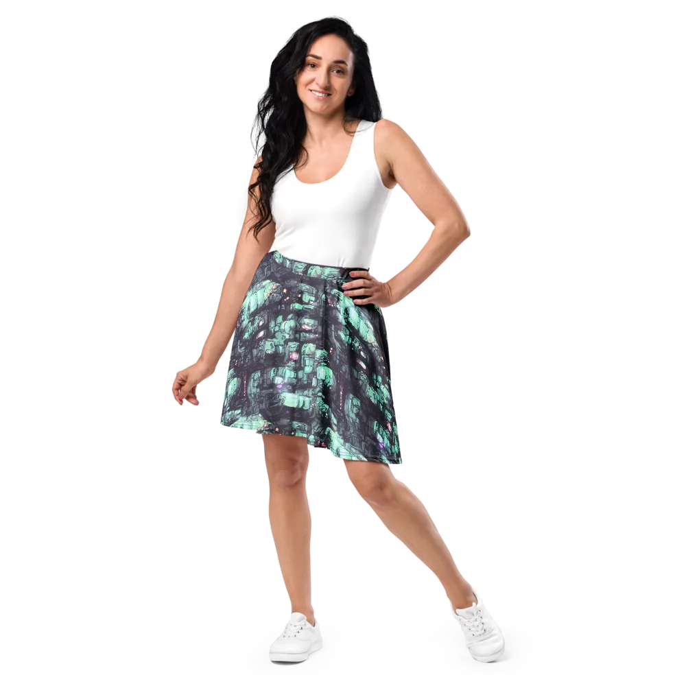 Neon Underworld on Skater Skirt — Front