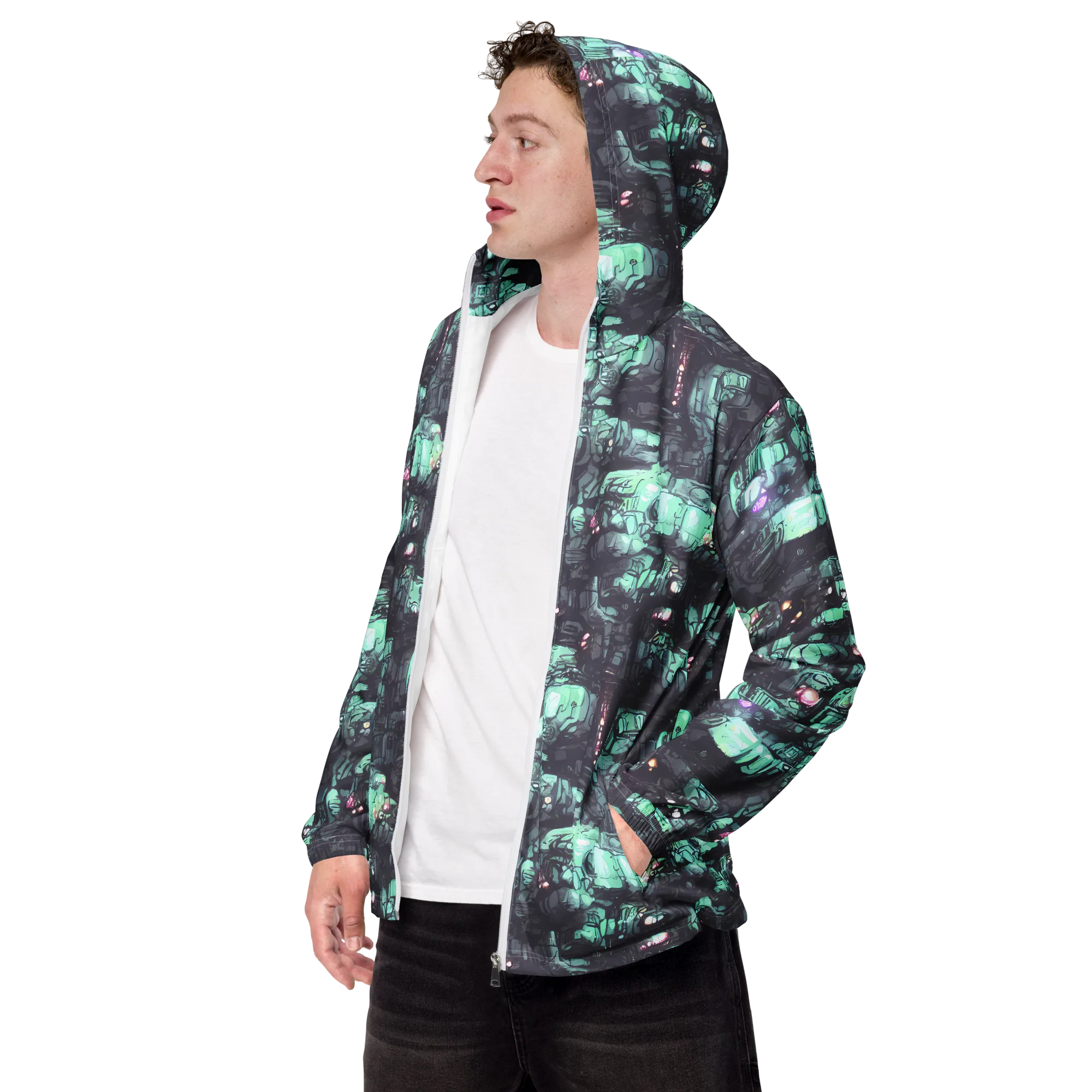 Neon Underworld on Men's Windbreaker — Left Front
