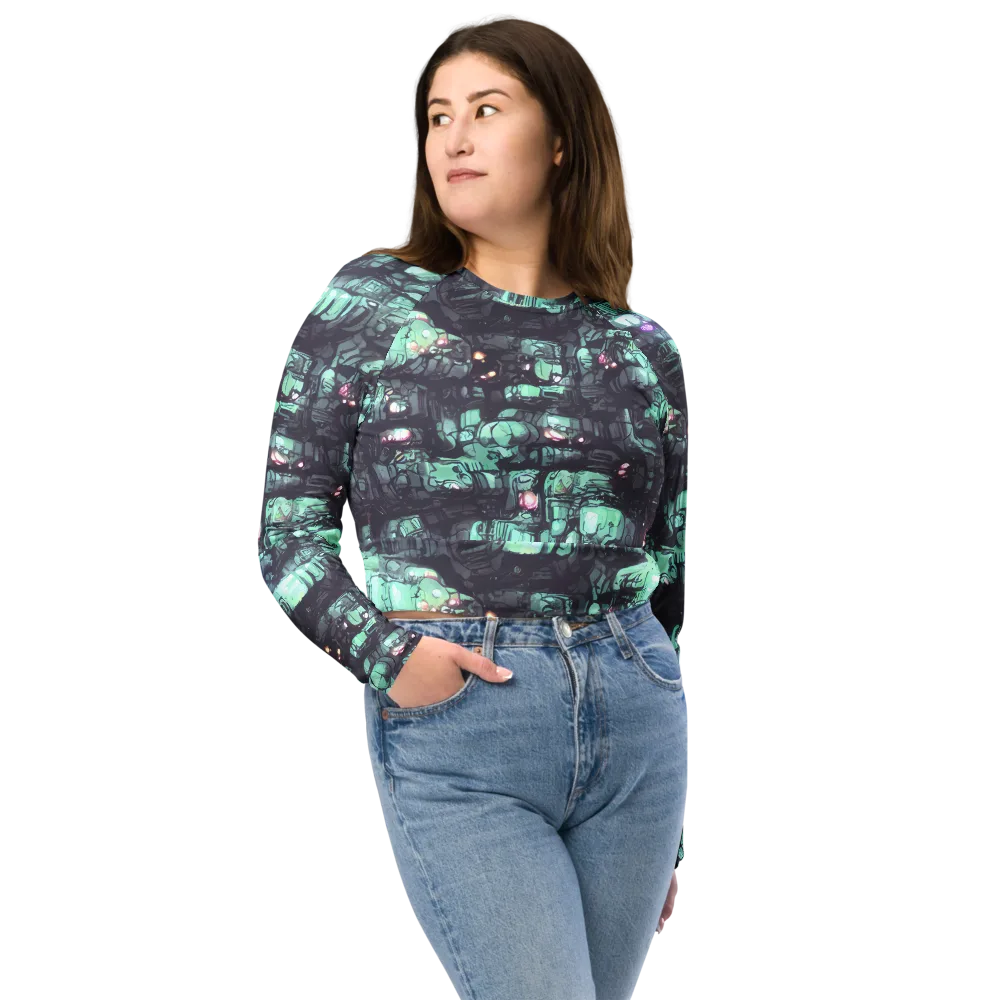 Neon Underworld on Long Sleeve Crop Top — Front