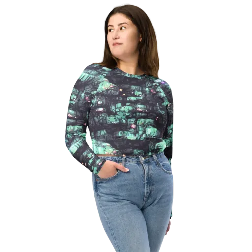 Neon Underworld on a Long Sleeve Crop Top