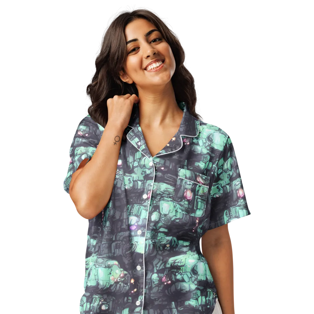 Neon Underworld on Women's Short Sleeve Pajama Top — Front