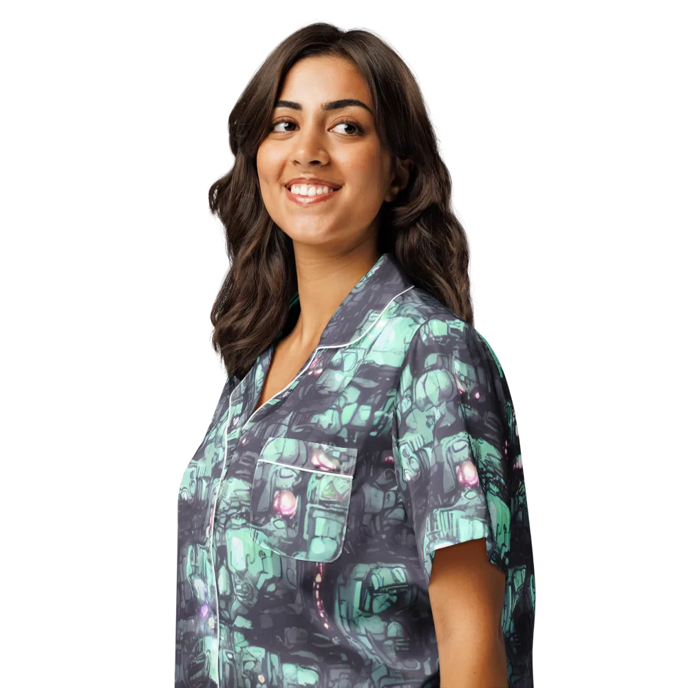 Neon Underworld on Women's Short Sleeve Pajama Top — Left Front