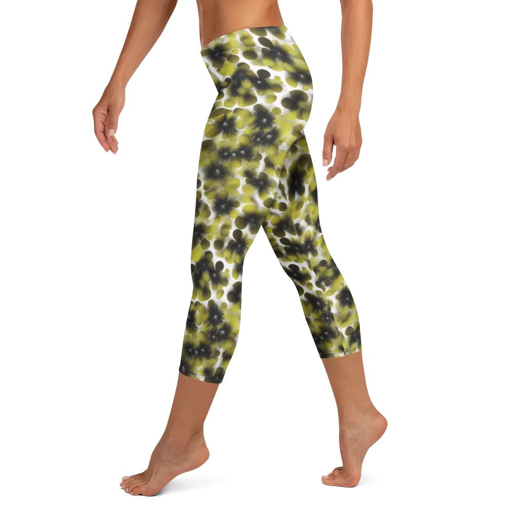 Chartreuse Midnight on Capri Leggings — Left