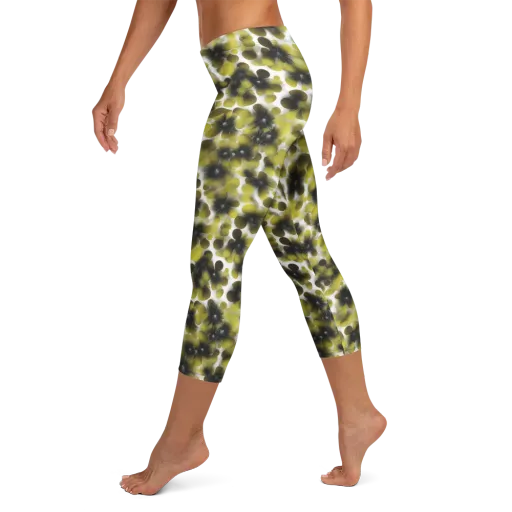 Chartreuse Midnight on a Capri Leggings