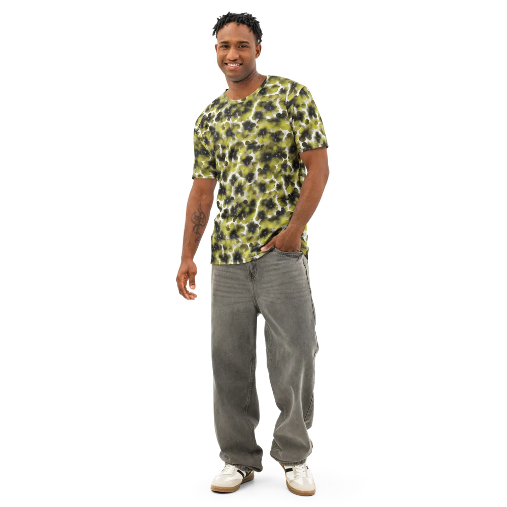 Chartreuse Midnight on Men's Cotton Crew Neck T-Shirt — Front