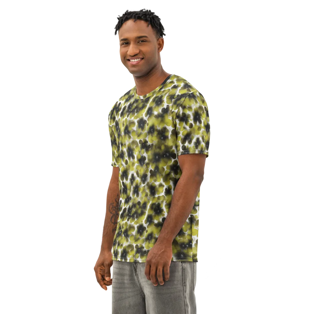 Chartreuse Midnight on Men's Cotton Crew Neck T-Shirt — Left Front