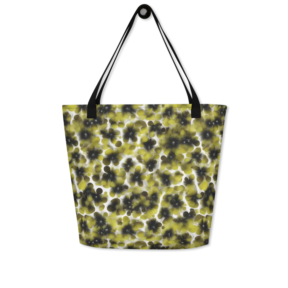 Chartreuse Midnight on Large Tote Bag W/ Pocket — Front