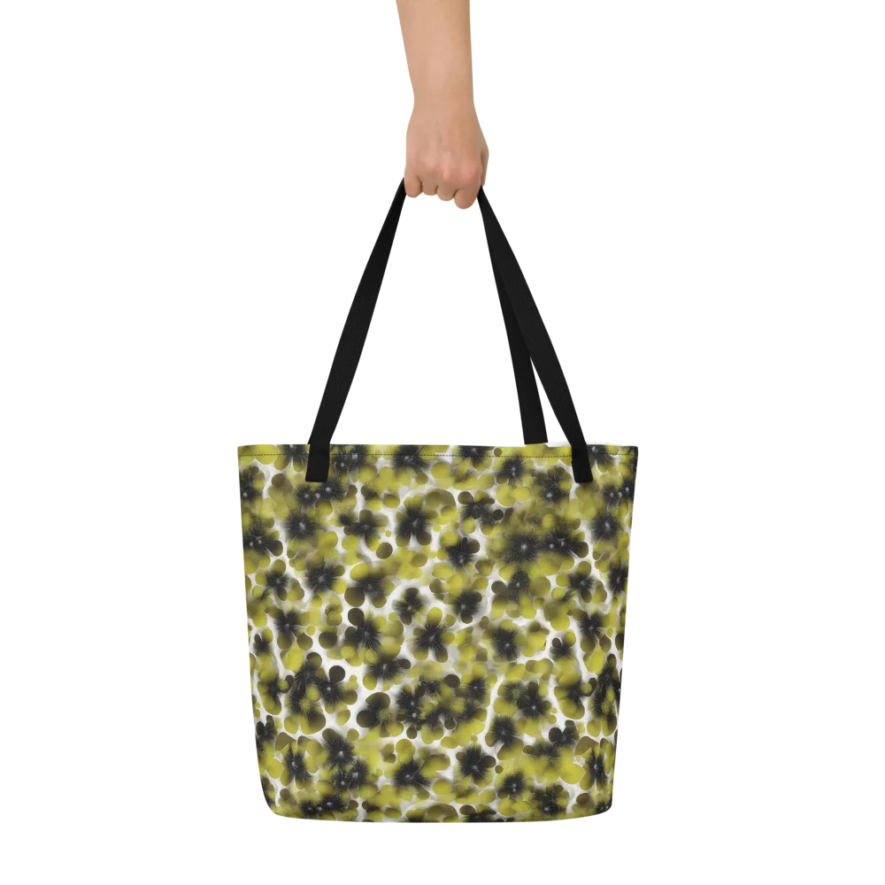 Chartreuse Midnight on Large Tote Bag W/ Pocket — Front