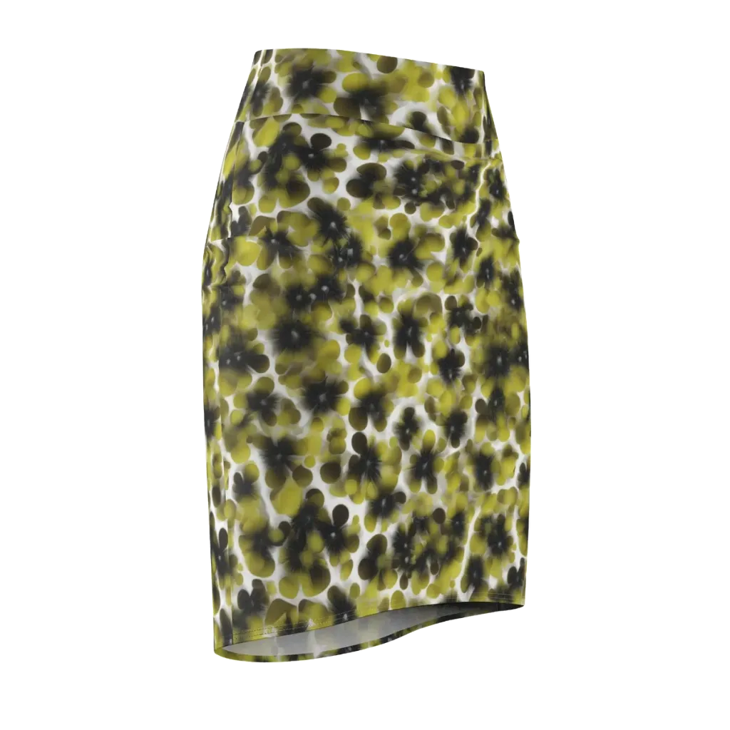 Chartreuse Midnight on Pencil Skirt — Front Side