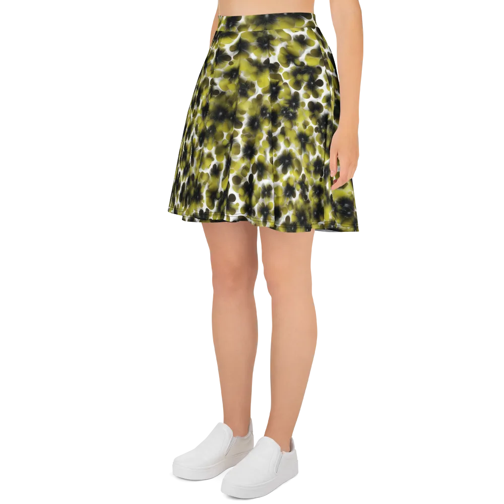 Chartreuse Midnight on Skater Skirt — Left