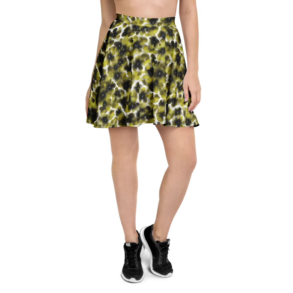 Chartreuse Midnight on Skater Skirt — Front