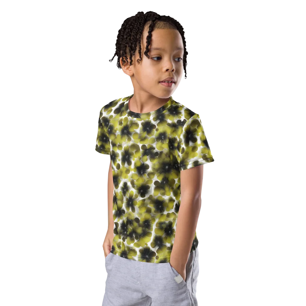 Chartreuse Midnight on Kids Crew Neck T-Shirt — Left Front