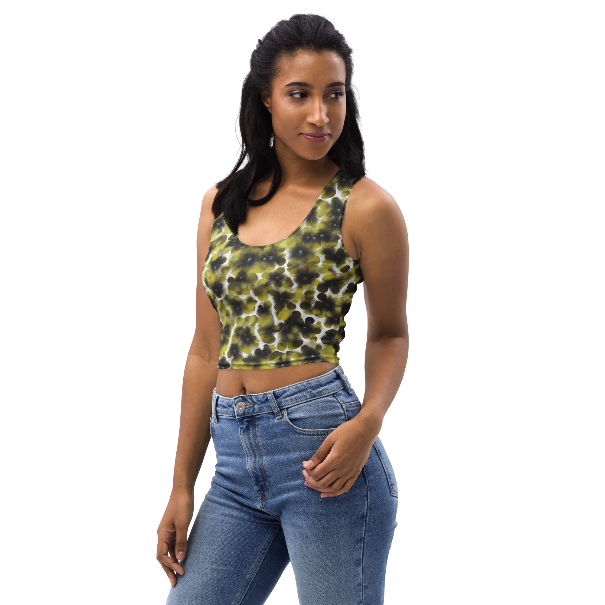 Chartreuse Midnight on Crop Top — Left Front