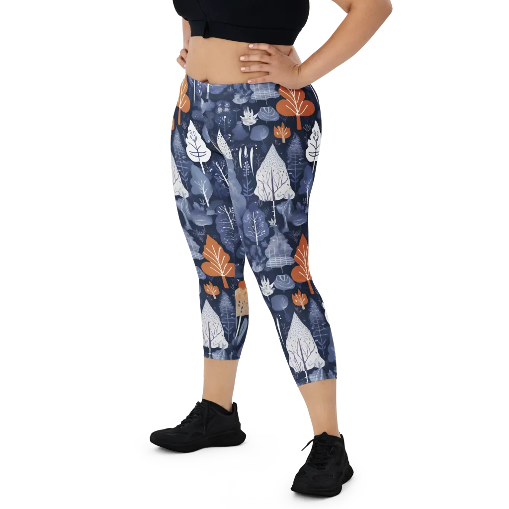 Midnight Canopy on Capri Leggings — Front