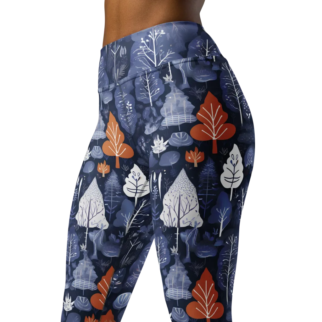 Midnight Canopy on Yoga Leggings — Left Front