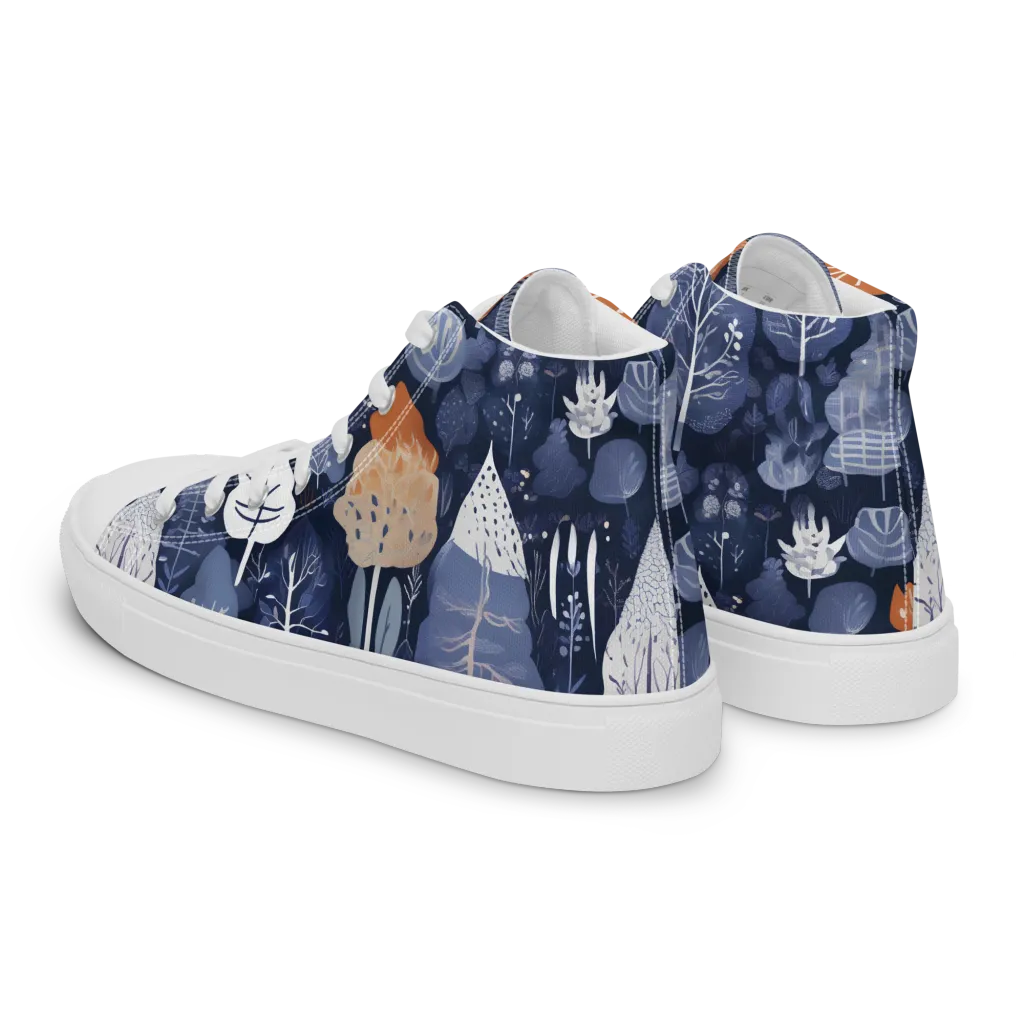Midnight Canopy on Men's High Top Canvas Shoes — Left Back