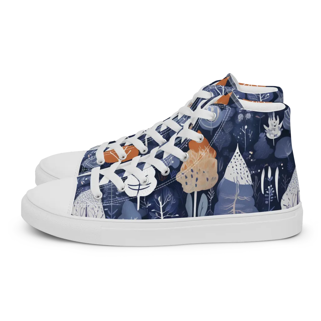 Midnight Canopy on Men's High Top Canvas Shoes — Left