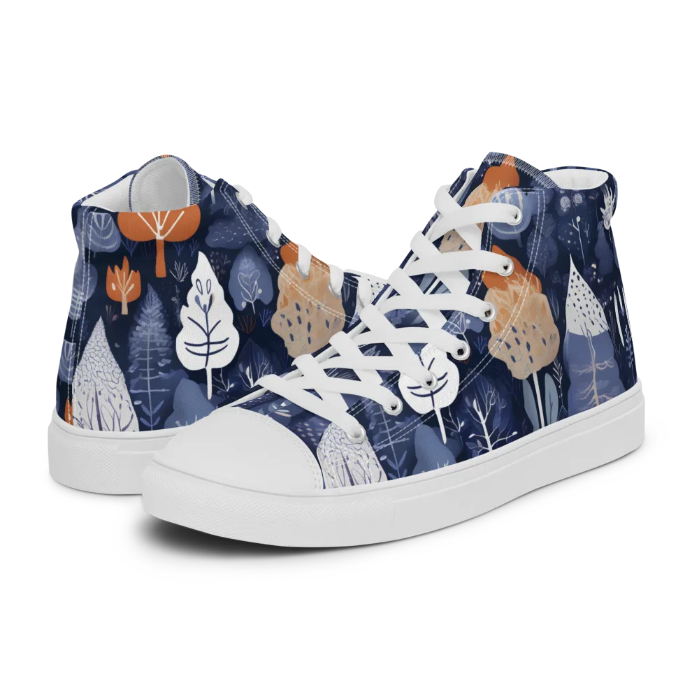 Midnight Canopy on Men's High Top Canvas Shoes — Left