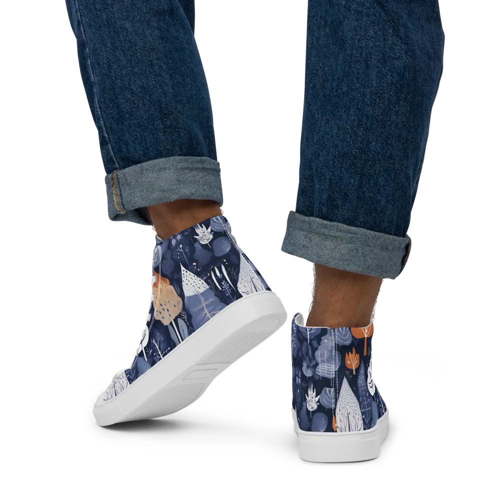 Midnight Canopy on Men's High Top Canvas Shoes — Back