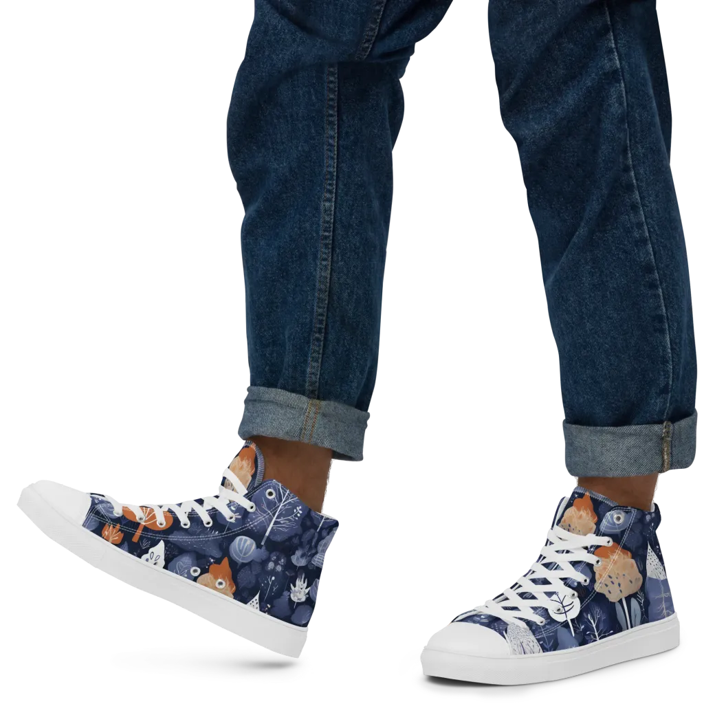 Midnight Canopy on Men's High Top Canvas Shoes — Left