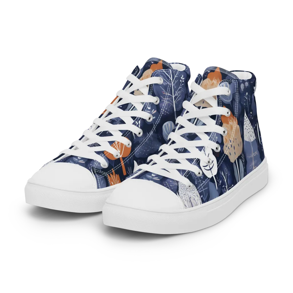 Midnight Canopy on Women's High Top Canvas Shoes — Left Front