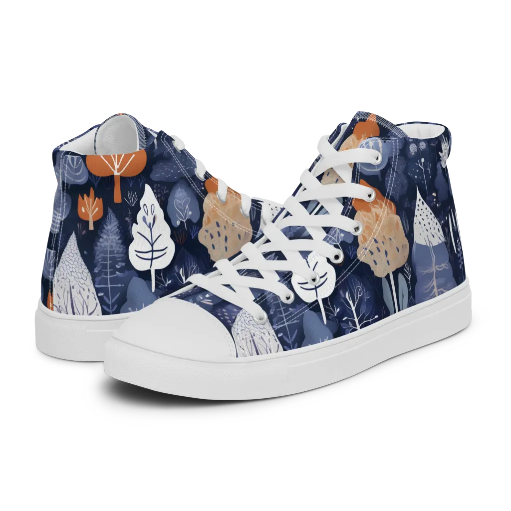 Midnight Canopy on Women's High Top Canvas Shoes — Left