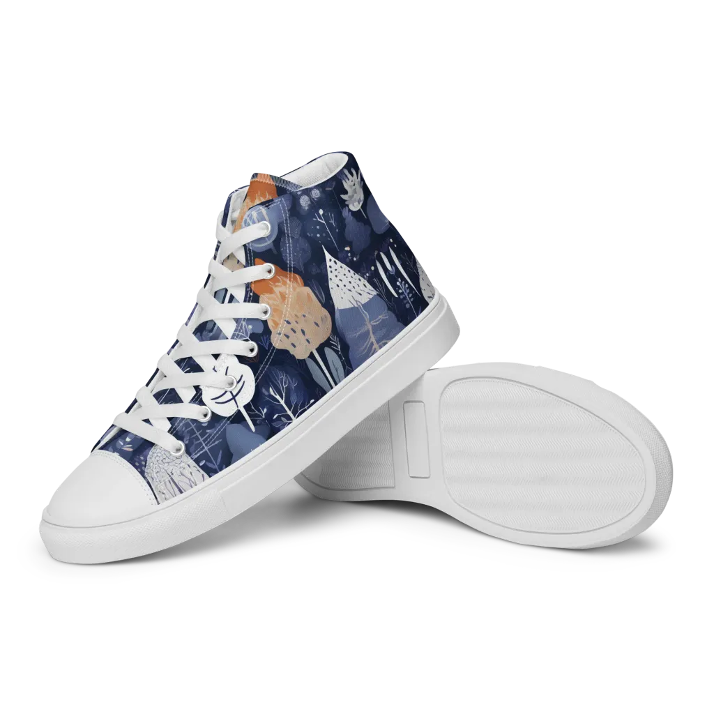 Midnight Canopy on Women's High Top Canvas Shoes — Left