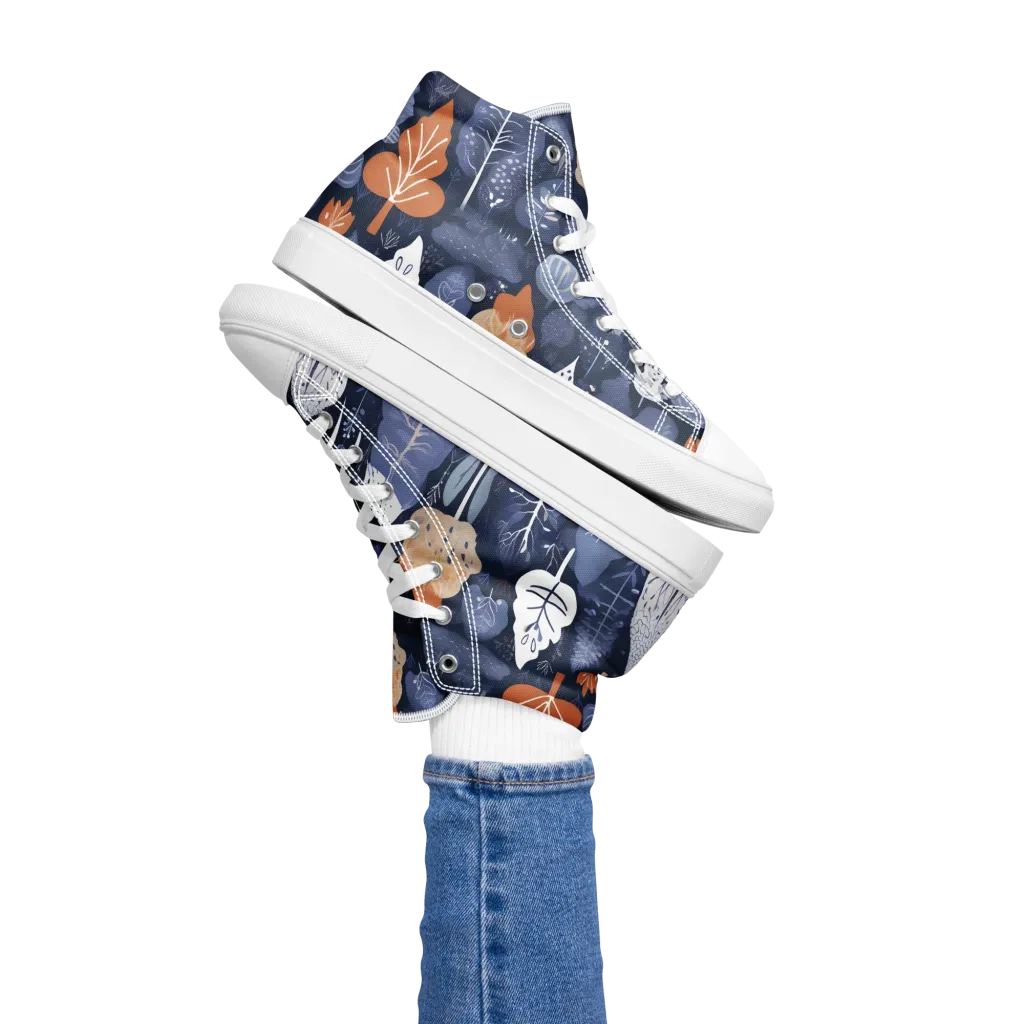 Midnight Canopy on Women's High Top Canvas Shoes — Left