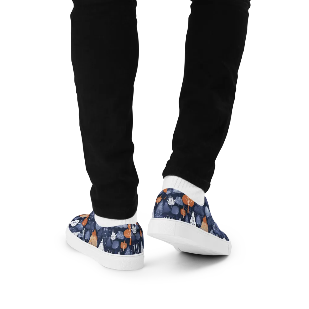 Midnight Canopy on Men's Lace-Up Canvas Shoes — Back