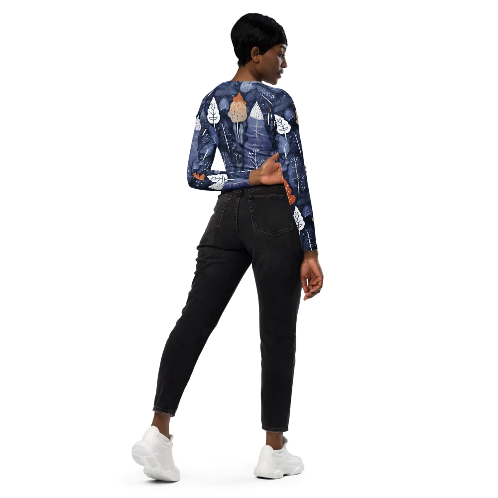 Midnight Canopy on Long Sleeve Crop Top — Right Back
