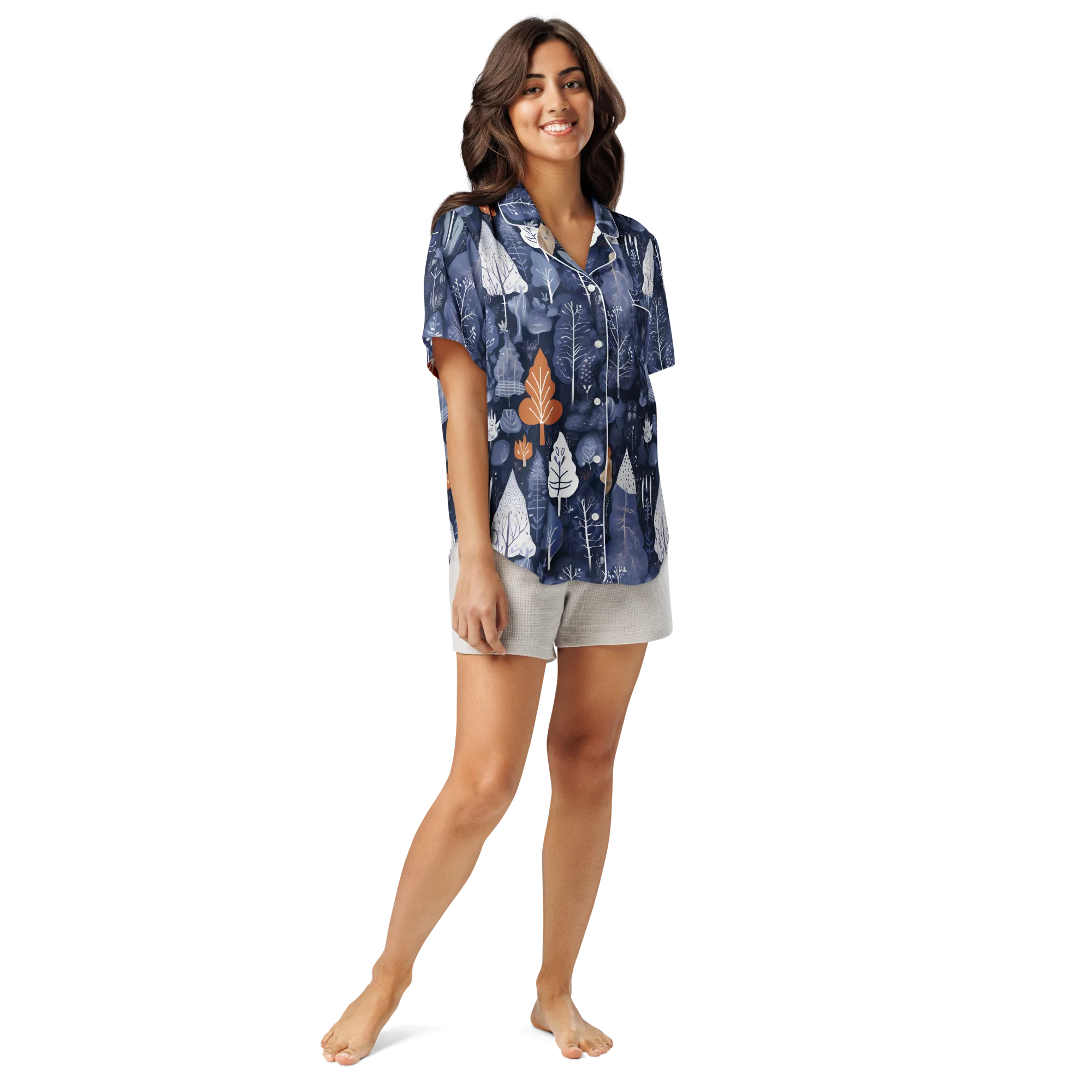 Midnight Canopy on Women's Short Sleeve Pajama Top — Front